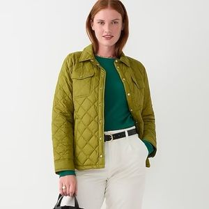 J. Crew Quilted lightweight shirt-jacket, size: Small, color: mossy grove